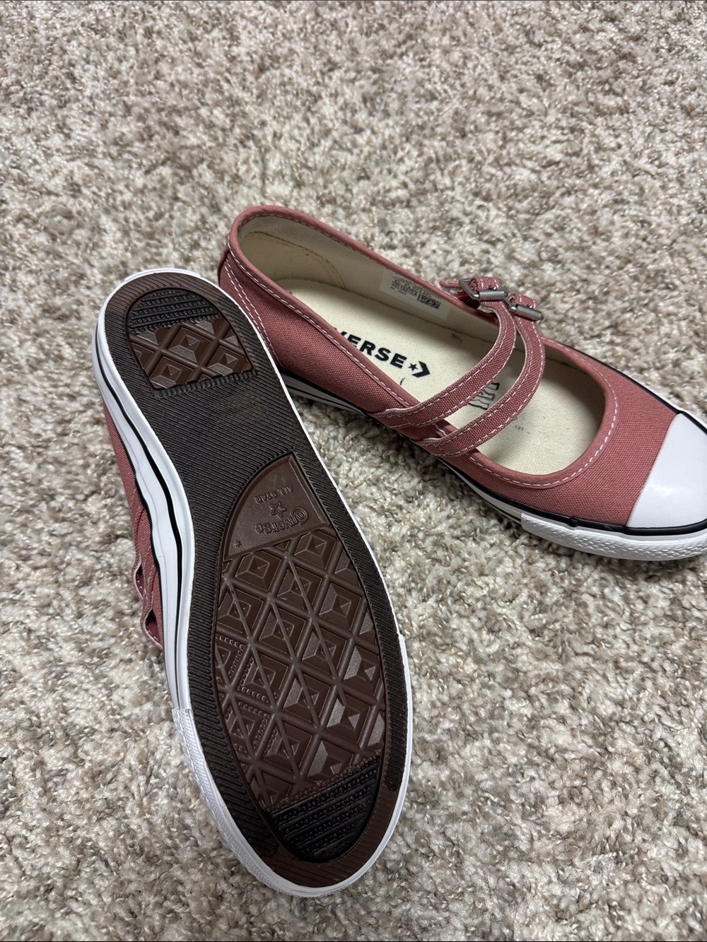 Converse Rose Pink Double-Strap Mary Jane Sneakers 6.5 NEW - Picture 2 of 3